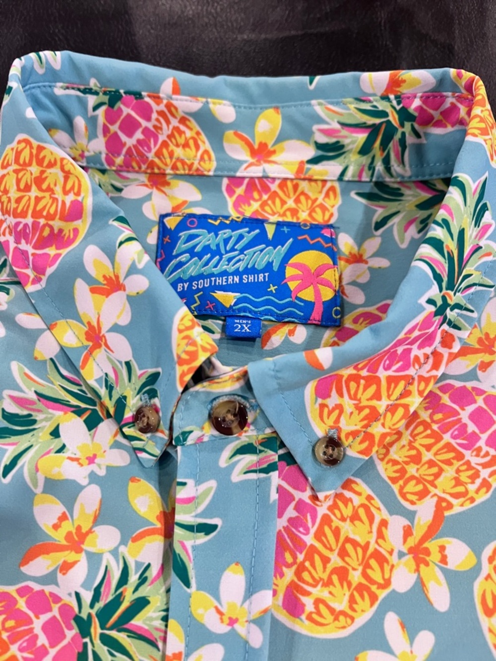 Southern Shirt Co. 2XL Blue Tropical Pineapple Button-Down Shirt
